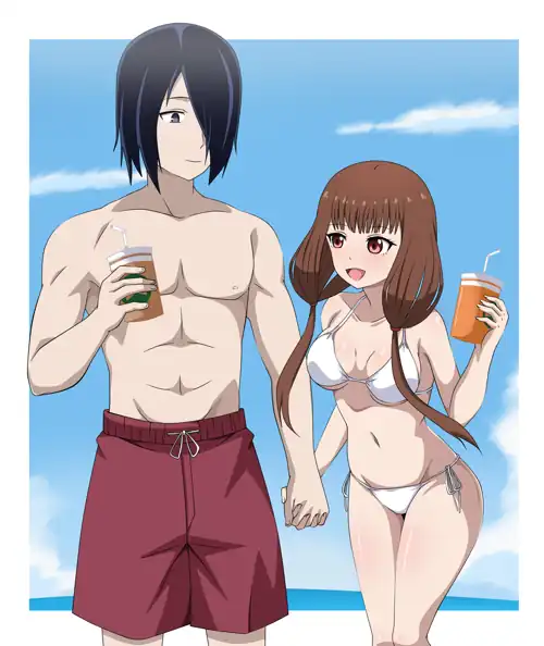 Ishigami and Miko at the beach (By MetamineGL)