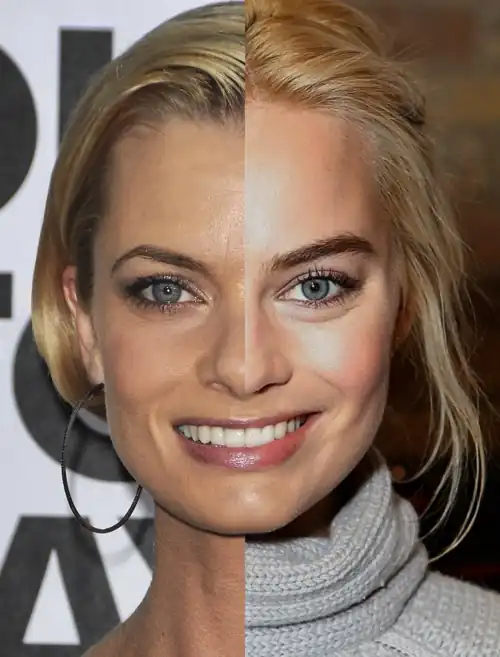 Jaime Pressly (2000's) on the left and Margot Robbie (Now) on the right.