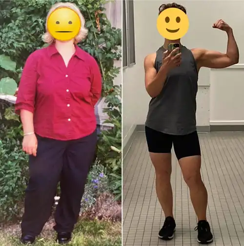 4'10" - 1 year to lose 75 lbs and 3 years working on building muscle and becoming a tiny little meatball!