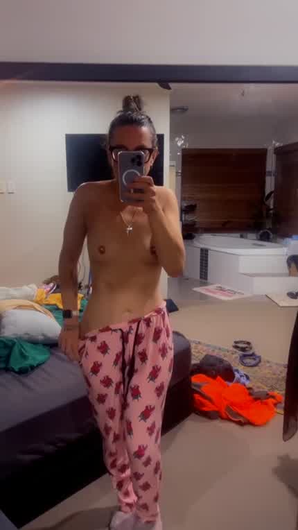 I sleep naked but I love pyjamas to just chill in. Living the dream