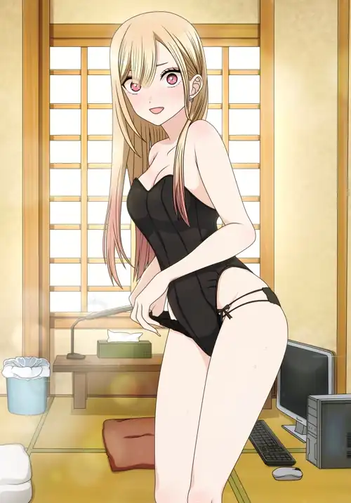 Marin Kitagawa Wearing Black Lingerie [My Dress Up Darling]