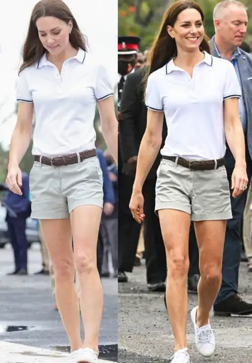 Kate wearing shorts.