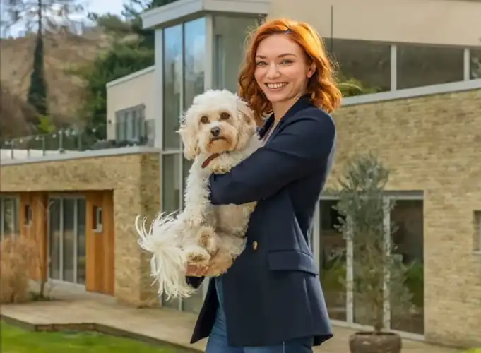 With her dog