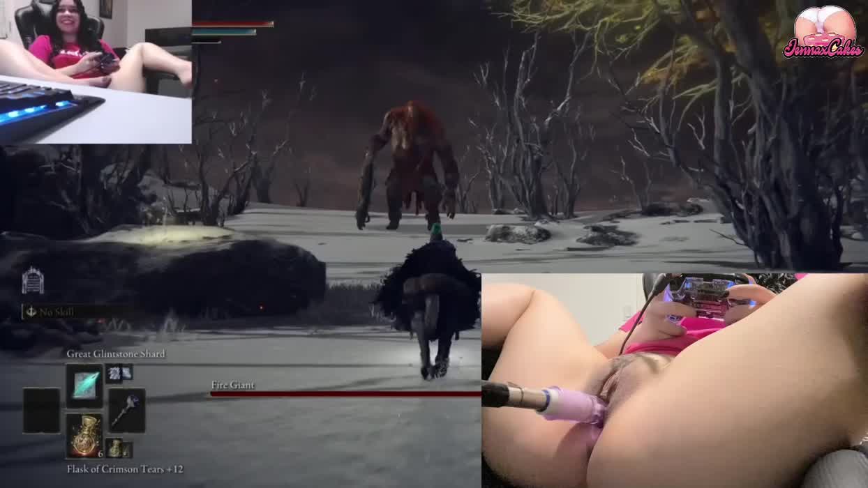 Attempting to beat the Fire Giant in Elden Ring while getting fucked by my fuck machine :p
