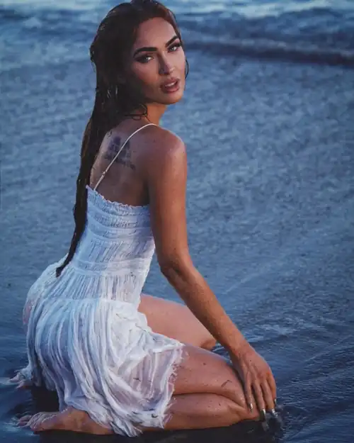 Megan Fox showers us with excitement. 