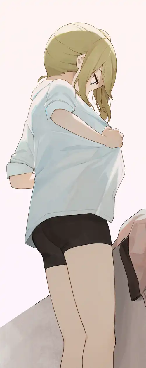Hayasaka getting dressed