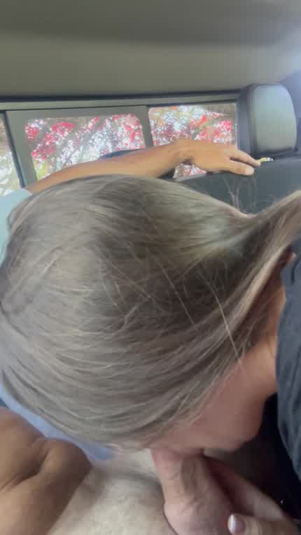 Sucking his cock in the back of his truck 😊
