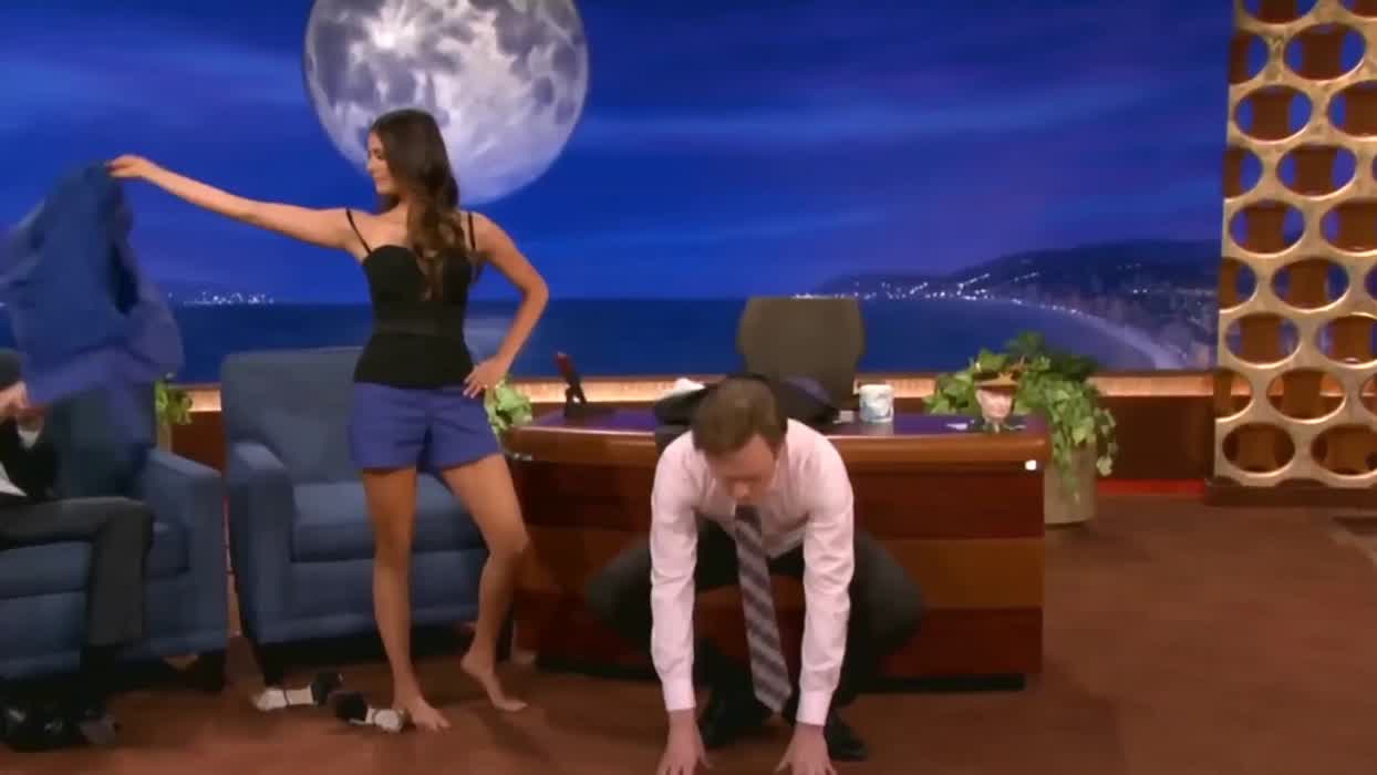Throwback to Nina using Conan as a human yoga wall in 2012