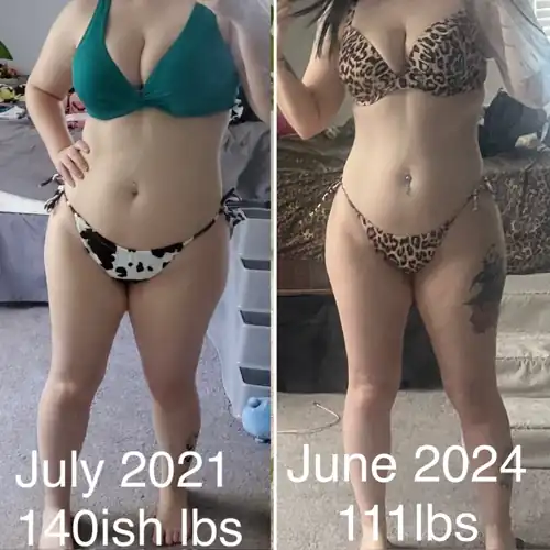 So much happier with my waist but I feel like I will never lose my thighs..5’ before and after 