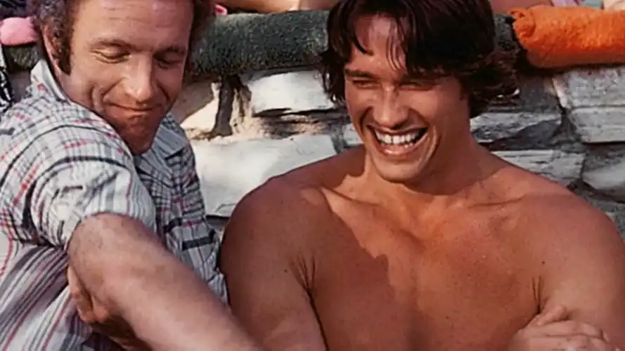 James Caan & Arnold Schwarzenegger at the Playboy Mansion in the 70s