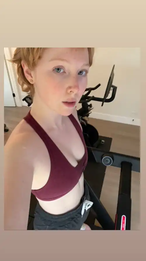 Molly about to workout