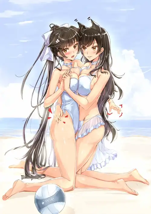 Takao And Atago Beachside Embrace (Kazeno ) [Azur Lane]