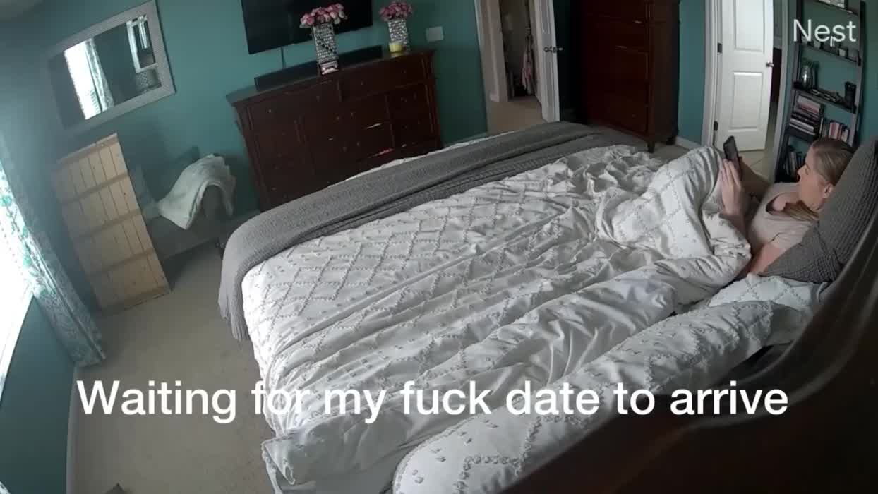 I invited a bull over for a lunch date quickie while hubby was working downstairs. He watched us on the camera and patiently waited his turn for my used pussy  