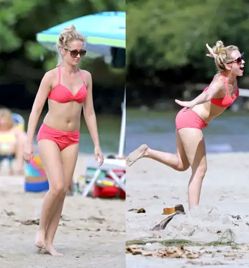 Anna in a pink bikini