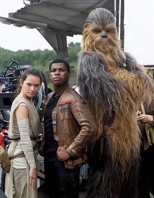 A behind the scenes photo from The Force Awakens (2014)