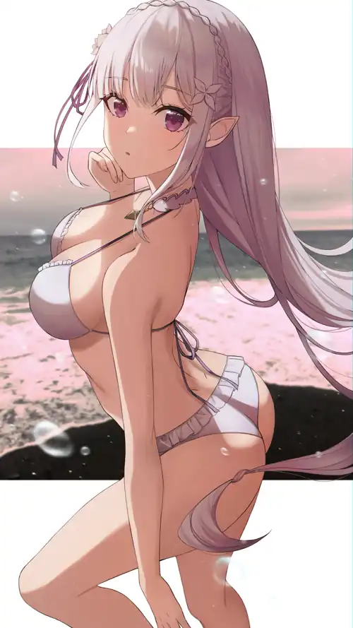 "Beach Date" Emilia🌸🏝[Re:Zero] (2250x4000)