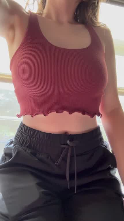 My boobs look flat until I pull down my tank top 