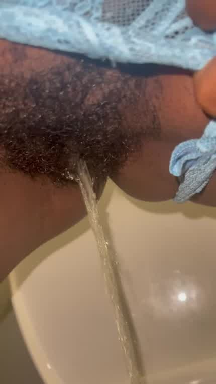 Ebony Peeing in Thong