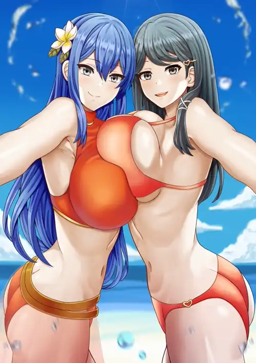 Caeda And Tsubasa Bikini Breast Press (Saikunartworks ) [Fire Emblem]
