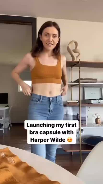 Trying on sports bras