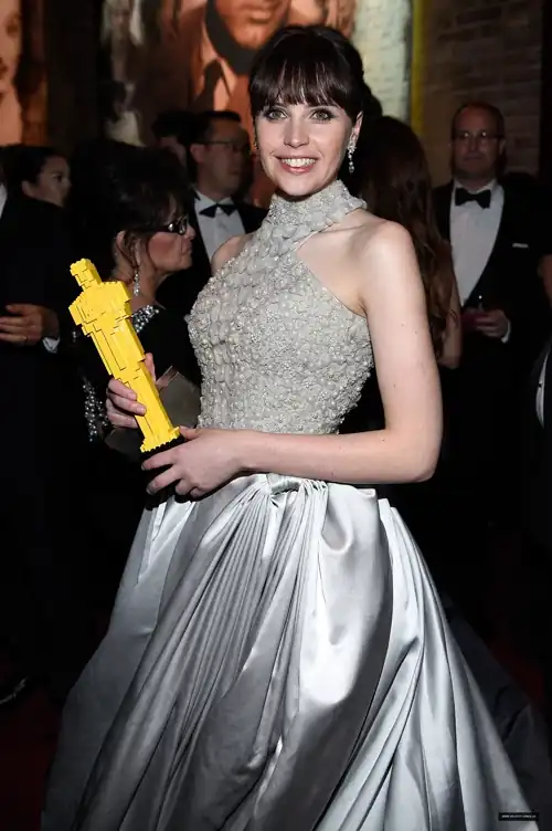 So happy with her Lego Oscar