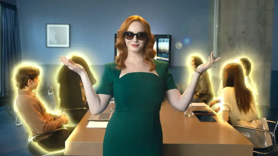 Christina in a promotional image for Juniper Networks