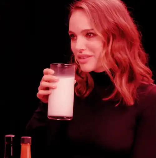 Natalie Portman, taking her daily "milk" 