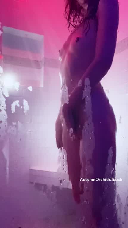 Sensually touching my good body in the shower...