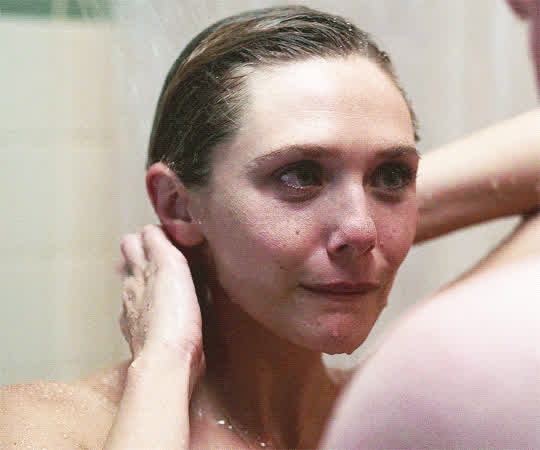 Mommy Lizzie Olsen when her son joins her in the shower