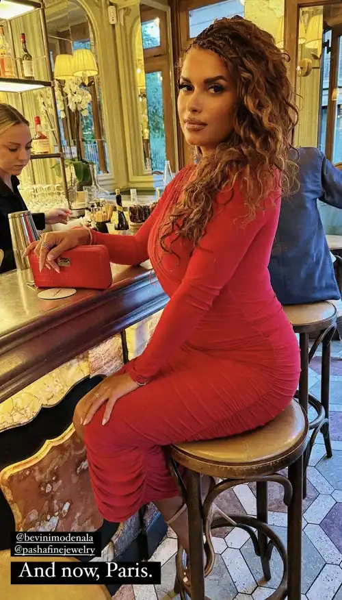 Red dress while in Paris | IG story 6/22/24
