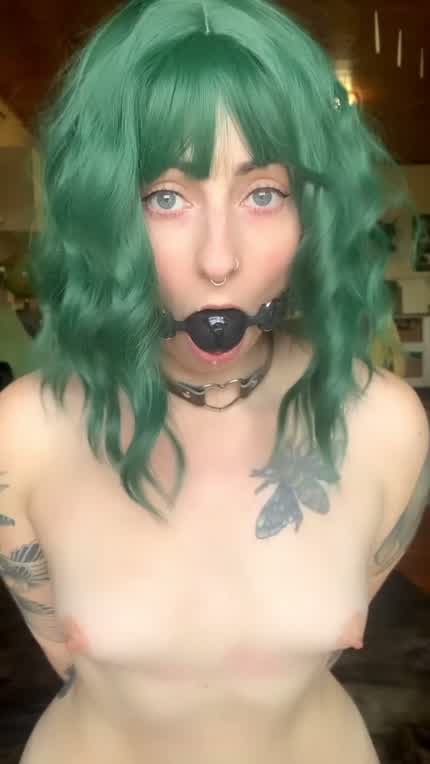 Forced to suck and choke on my cock gag, until you come home 