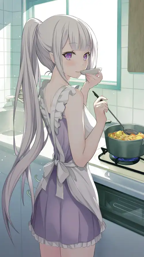 Emilia in the morning [Re:Zero] (2160x3840)