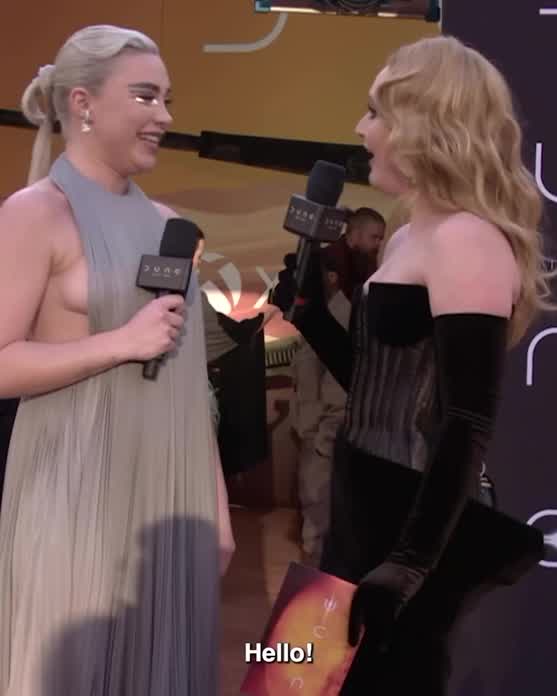 chatting at the premiere