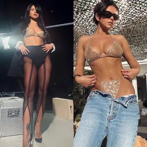 She's shooting a music video with the same bra as in the second picture!! 😍