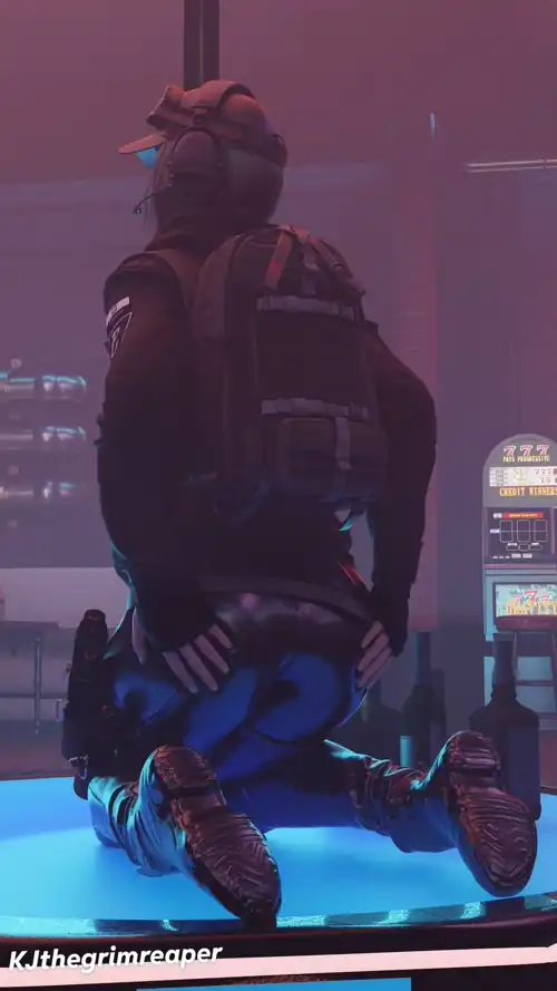 Ela showing off her gorgeous booty in her latex leggings by kjthegrimreaper