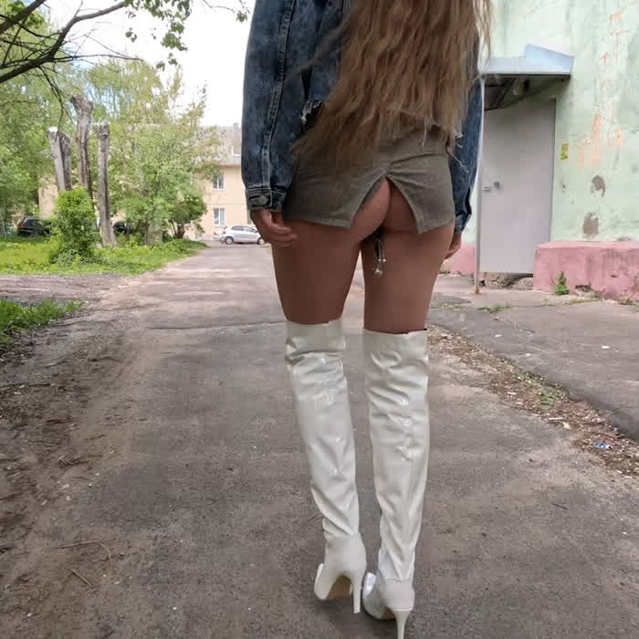 You can't hear it, but the bell is ringing. Butt plug with a bell.