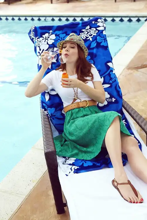 Lounging by the pool, details unknown.