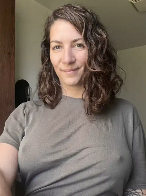 No bra and not a care in the world 