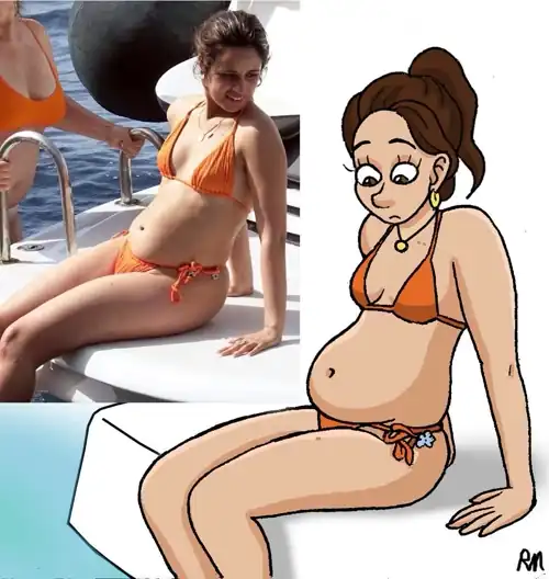 Couldn’t help myself and made some fan art of Camila. Whatcha think is going thru her head while she looks down at that big belly?