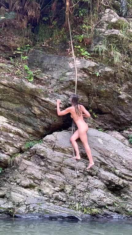 Climbing up a cliff