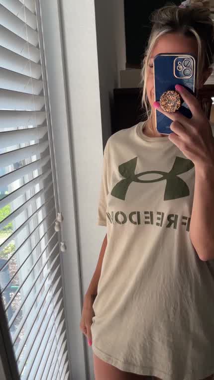 Happy naked mom wearing your shirt 🥰😈