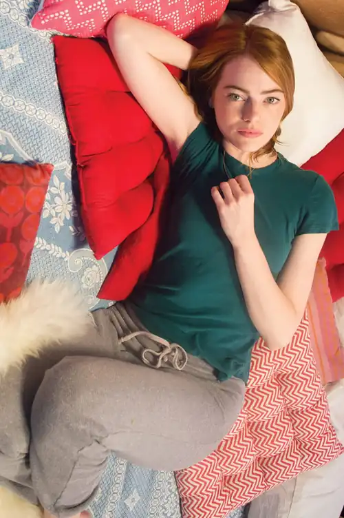 Emma wearing grey sweatpants