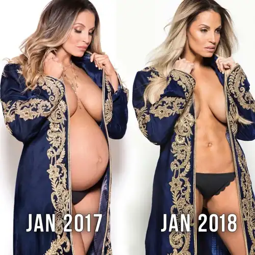 Trish Stratus pregnant and after