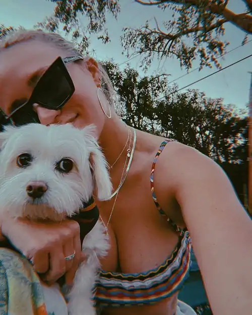 With her dog