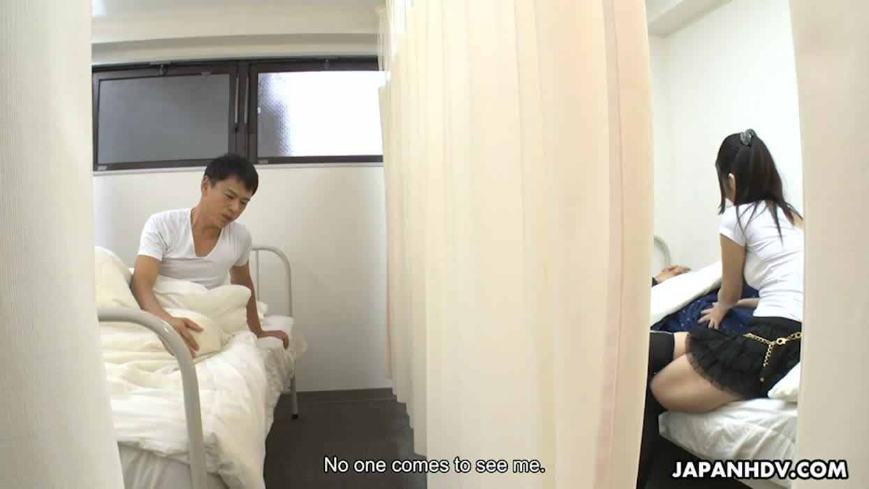Ako Nishino comes to visit her sick boyfriend and fucks the guy next door