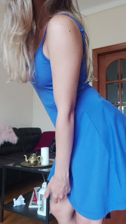 Looking all cute and innocent, but look what's under my dress!