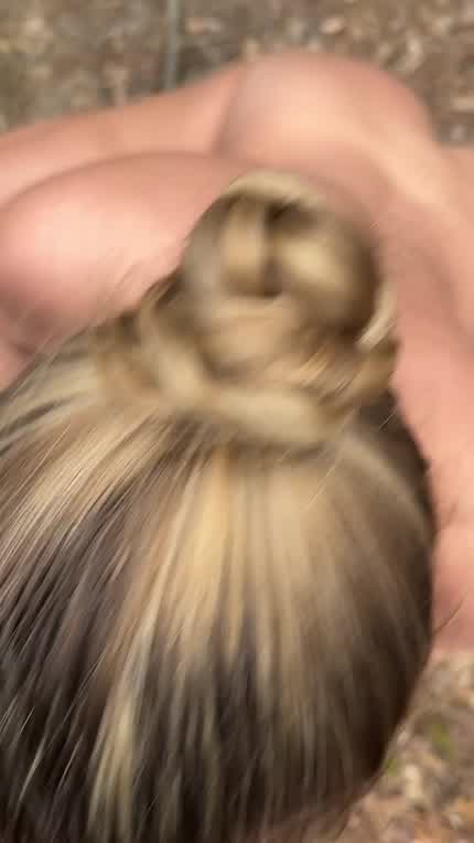 I wanted it to be more risky, so I took all my clothes off while I blew him on the trail… 