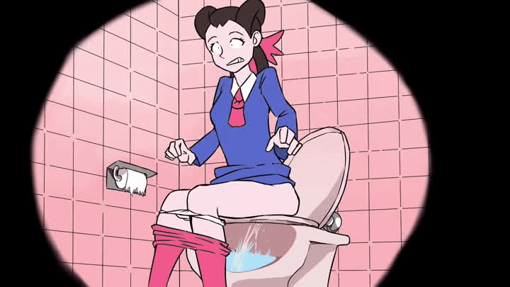 Girl peeing toilet animated