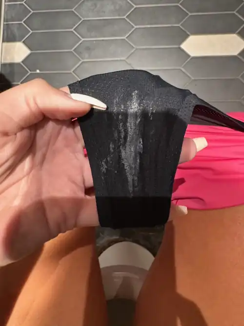 Mommy juice all in this thong.  Taste it or smell first? 