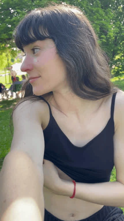 playful tits in the park